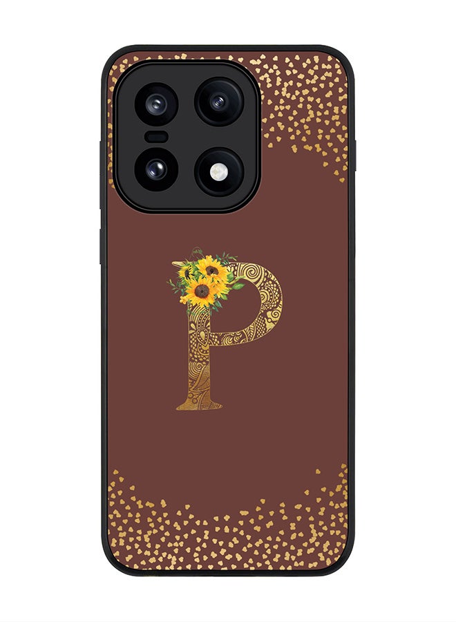 Stylizedd For OnePlus 15 Case,Slim fit Camera Protection, Shockproof Thin Phone cover  - Custom Floral Monogram - P  (Brown ) - Image 1